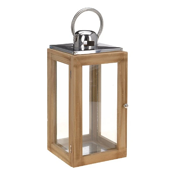KOOPMAN Wood Stainless Steel Lantern 54cm 3 KOOPMAN Wood Stainless Steel Lantern 54cm