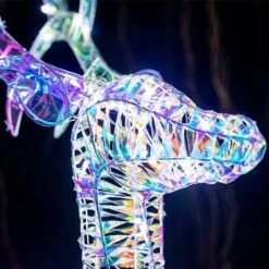 85cm LED Iridescent Reindeer And Sleigh -Christmas Decorations 1244754 1