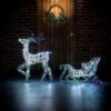 85cm LED Iridescent Reindeer And Sleigh 1 85cm LED Iridescent Reindeer And Sleigh -Christmas Decorations 1244757