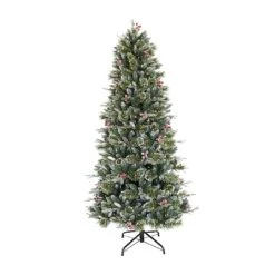 6.5ft Pre-Lit Slim Frosted Berry Spruce Artificial Christmas Tree