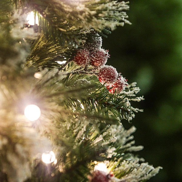 6.5ft Pre-Lit Slim Frosted Berry Spruce Artificial Christmas Tree 4 6.5ft Pre-Lit Slim Frosted Berry Spruce Artificial Christmas Tree - Image 2