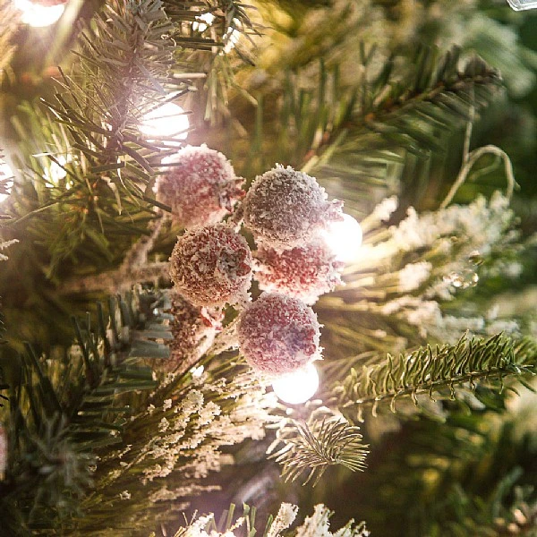 6.5ft Pre-Lit Slim Frosted Berry Spruce Artificial Christmas Tree 5 6.5ft Pre-Lit Slim Frosted Berry Spruce Artificial Christmas Tree - Image 3