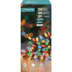 Premier Multicoloured Battery Operated Timer Lights (200 LEDs) 7 Premier Multicoloured Battery Operated Timer Lights (200 LEDs) -Christmas Decorations 820514 3