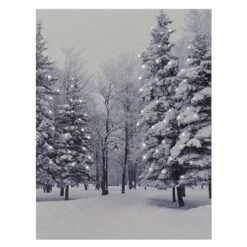 Woodland Snow Scene LED Canvas 50x70cm