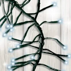 1120 Cool White LED Cluster Lights (Green Cable) -Christmas Decorations 954527 2