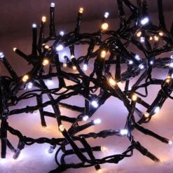 1000 Cool White & Warm White LED Compact Christmas Lights (Green Cable)